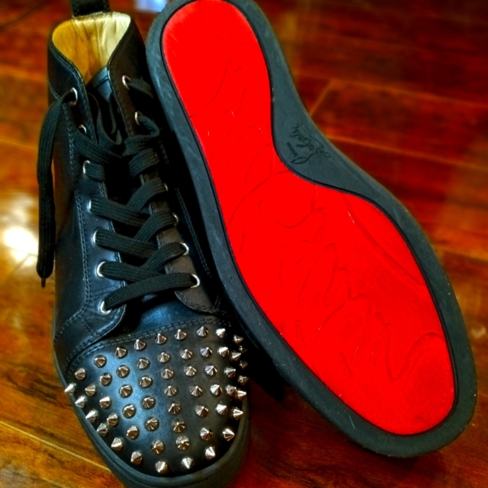 Men's Christian Louboutin Spiked Leather High-Tops 45